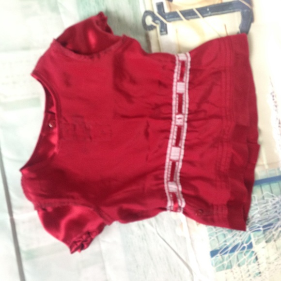 Janie & Jack Red Satin Girls 12-18 M Blouse Top - Picture 6 of 8